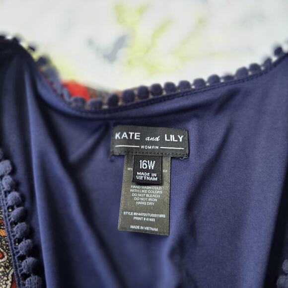 Kate and Lily Paisley Mesh Boho Maxi Dress Pockets 16W - Picture 8 of 9